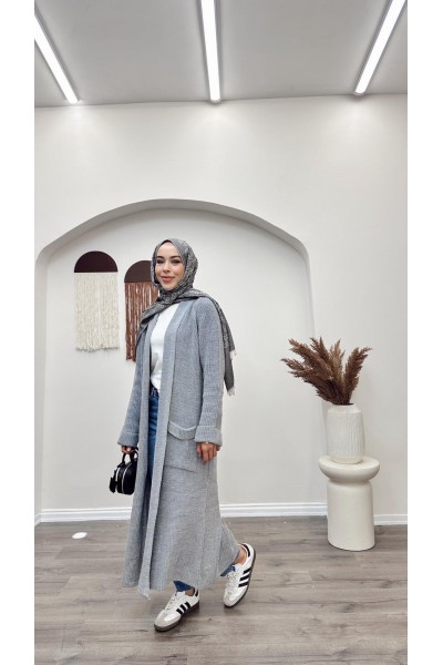 Kolları Katlı Cepli Hırka