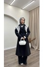 Eşarp Detaylı Trençkot-Siyah
