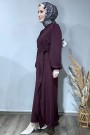 Önü Bağlamalı Elbise-Bordo