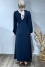 Önü Bağlamalı Elbise-Lacivert