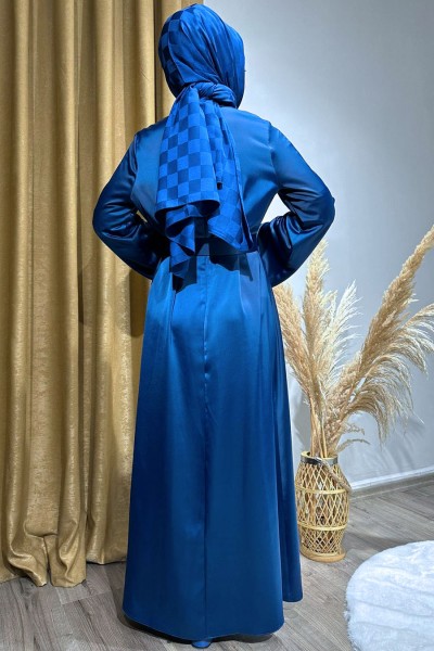 Saten Elbise-Lacivert