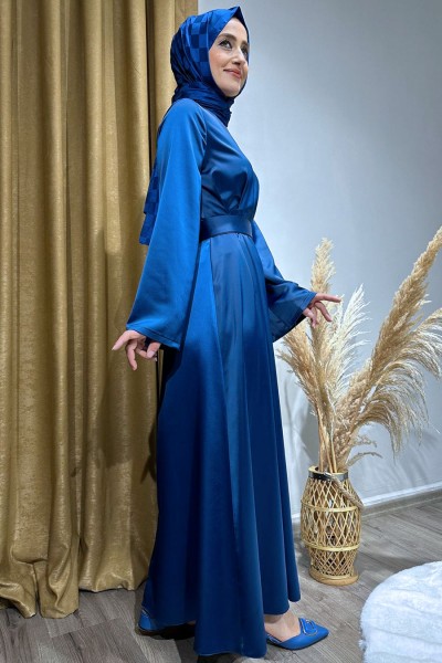 Saten Elbise-Lacivert