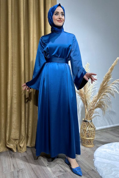 Saten Elbise-Lacivert