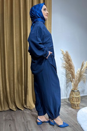 Metal Düğmeli Takım-Lacivert