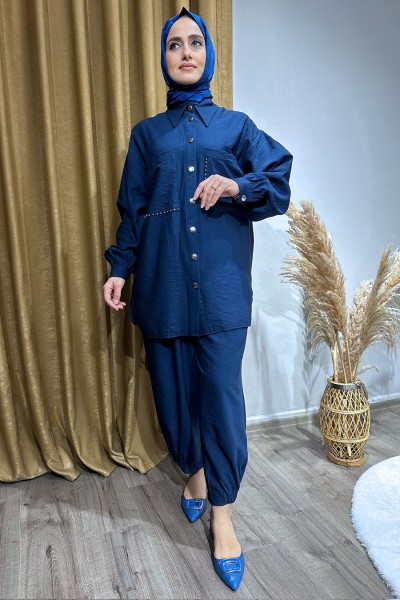 Metal Düğmeli Takım-Lacivert