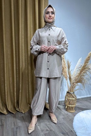 Metal Düğmeli Takım-Vizon