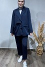 Metal Düğmeli Blazer Ceketli Takım-Lacivert