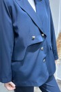 Metal Düğmeli Blazer Ceketli Takım-Lacivert