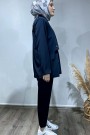 Metal Düğmeli Blazer Ceketli Takım-Lacivert