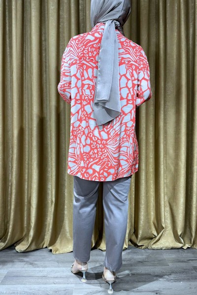 Desenli Modal Gömlek-Nar