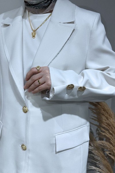 Gold Düğmeli Blazer Ceket-Taş